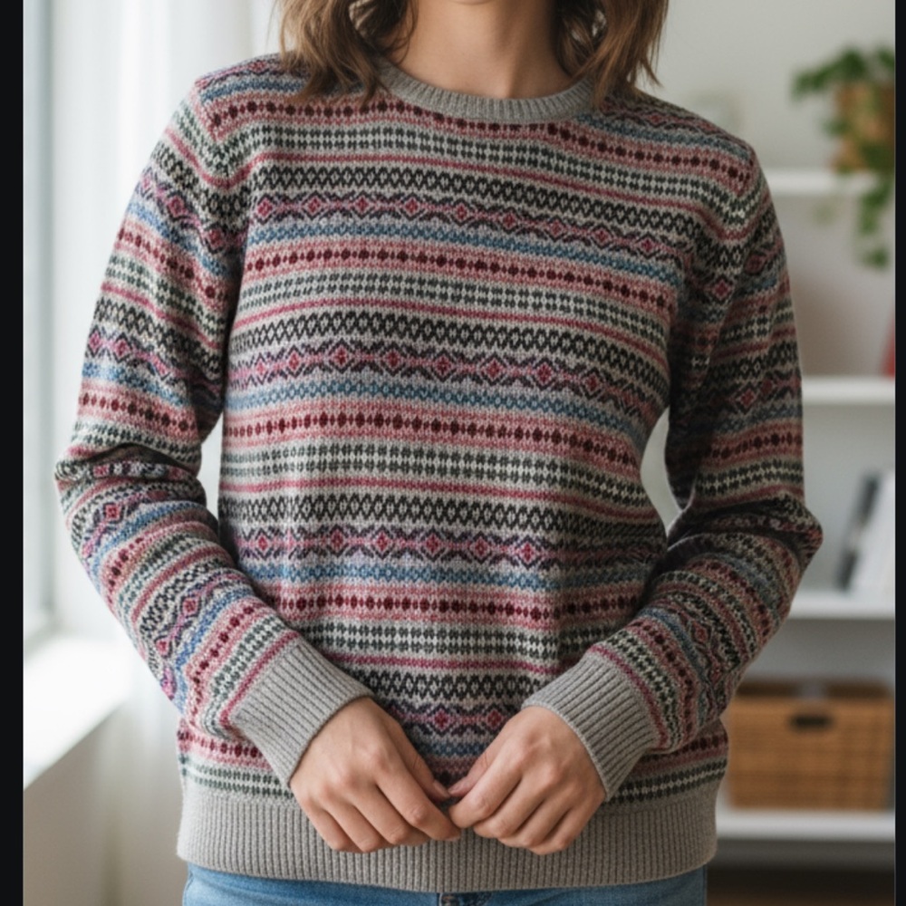 Old Navy Multicolor Sweater Fair isle Dad sweater crew neck  XL